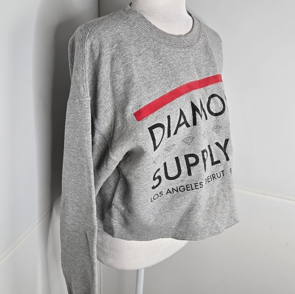 🎄 Diamond Supply Co EUC crop sweatshirt Large Ash grey - Picture 8 of 12